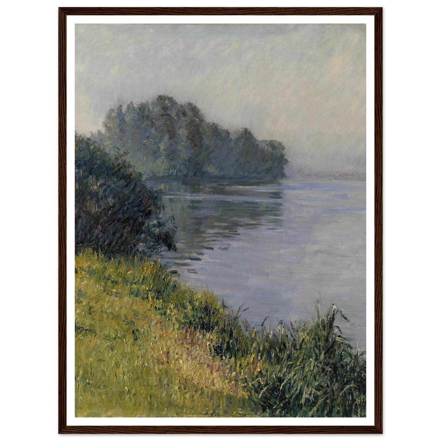 La Seine à l’Île Marante par temps brumeux (1891) Art Print | Gustave Caillebotte - Framed Poster - 30x40 cm / 12x16″ - Black frame