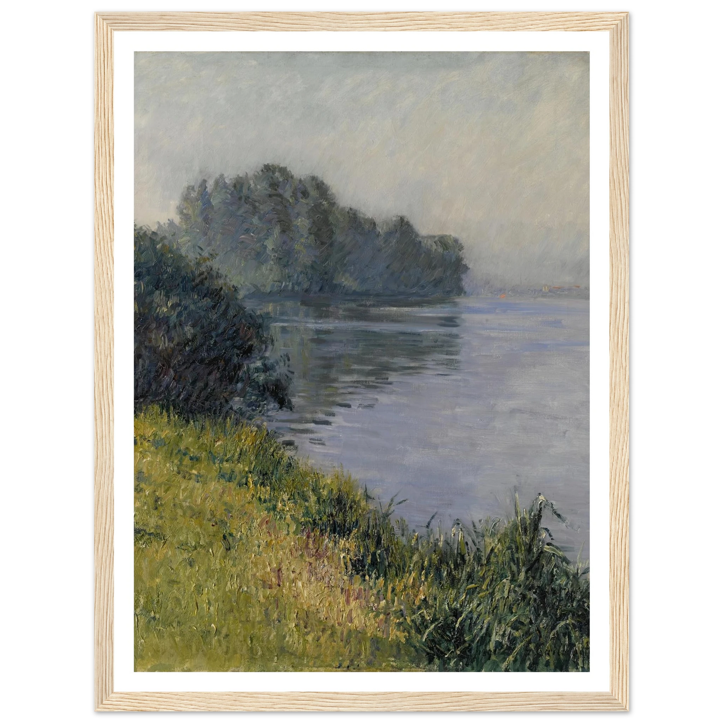 La Seine à l’Île Marante par temps brumeux (1891) Art Print | Gustave Caillebotte - Framed Poster - 30x40 cm / 12x16″ - Black frame