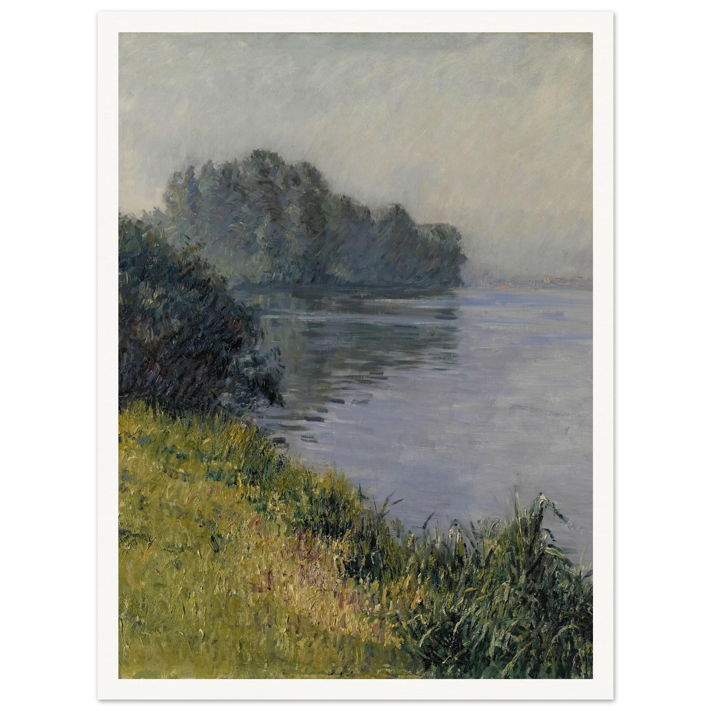 La Seine à l’Île Marante par temps brumeux (1891) Art Print | Gustave Caillebotte - Framed Poster - 30x40 cm / 12x16″ - Black frame
