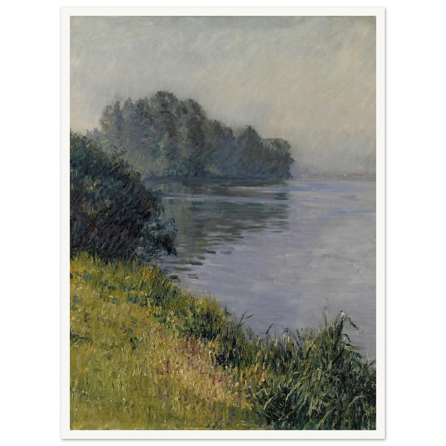 La Seine à l’Île Marante par temps brumeux (1891) Art Print | Gustave Caillebotte - Framed Poster - 30x40 cm / 12x16″ - Black frame