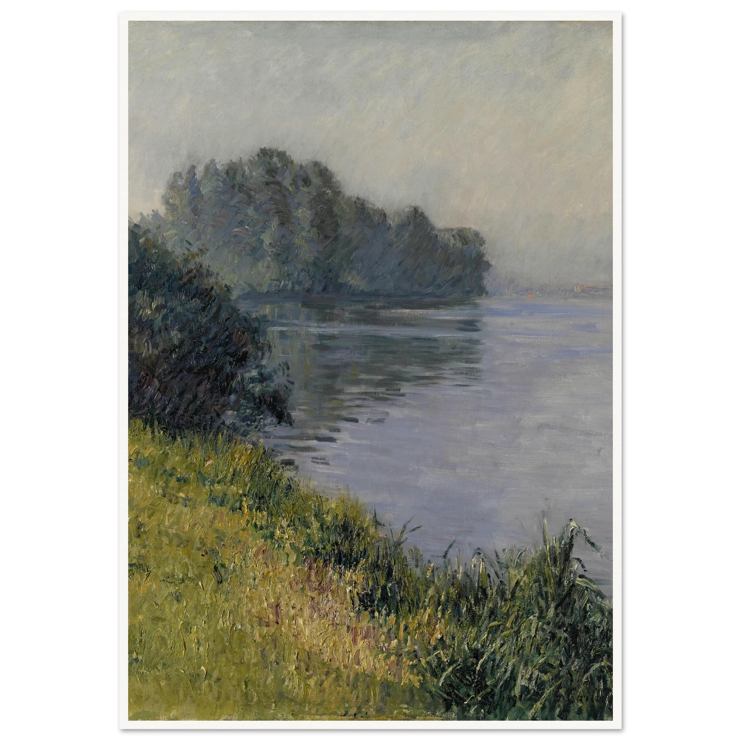La Seine à l’Île Marante par temps brumeux (1891) Art Print | Gustave Caillebotte - Framed Poster - 30x40 cm / 12x16″ - Black frame