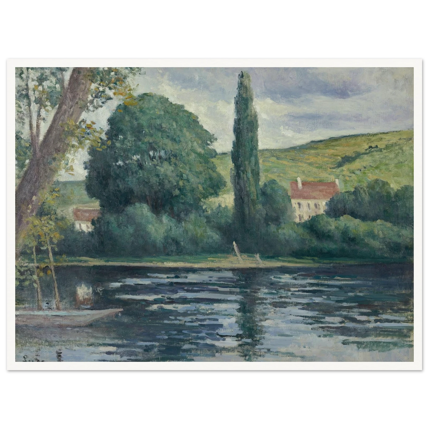 La Seine à Vernonnet (circa 1920) Art Print | Maximilien Luce - Framed Poster - 30x40 cm / 12x16″ - Black frame