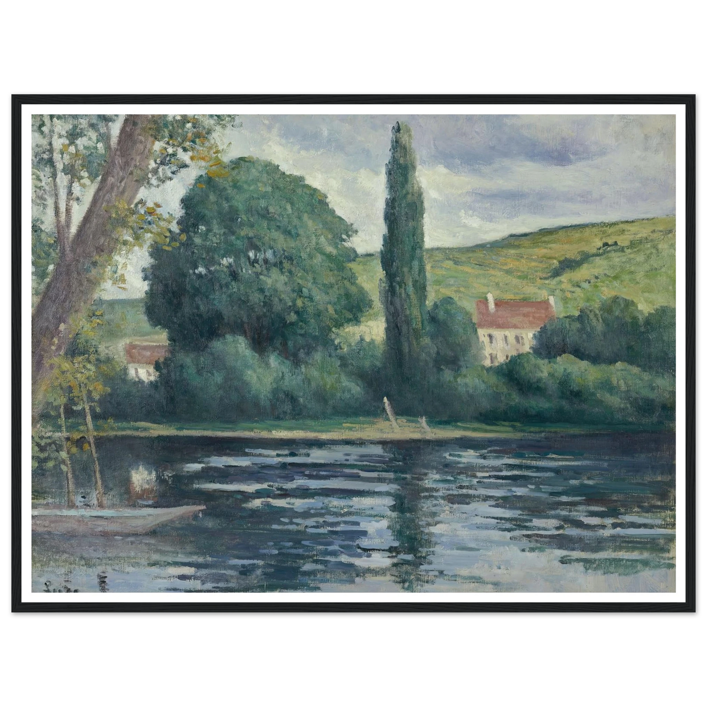 La Seine à Vernonnet (circa 1920) Art Print | Maximilien Luce - Framed Poster - 30x40 cm / 12x16″ - Black frame