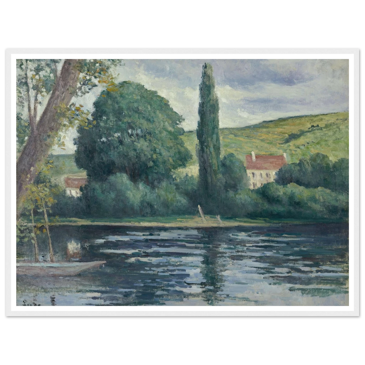 La Seine à Vernonnet (circa 1920) Art Print | Maximilien Luce - Framed Poster - 30x40 cm / 12x16″ - Black frame