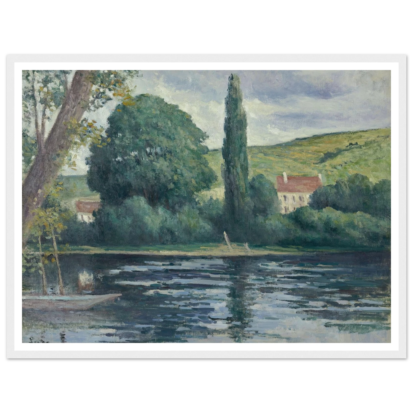 La Seine à Vernonnet (circa 1920) Art Print | Maximilien Luce - Framed Poster - 30x40 cm / 12x16″ - Black frame