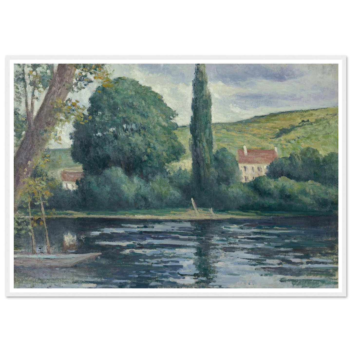 La Seine à Vernonnet (circa 1920) Art Print | Maximilien Luce - Framed Poster - 30x40 cm / 12x16″ - Black frame