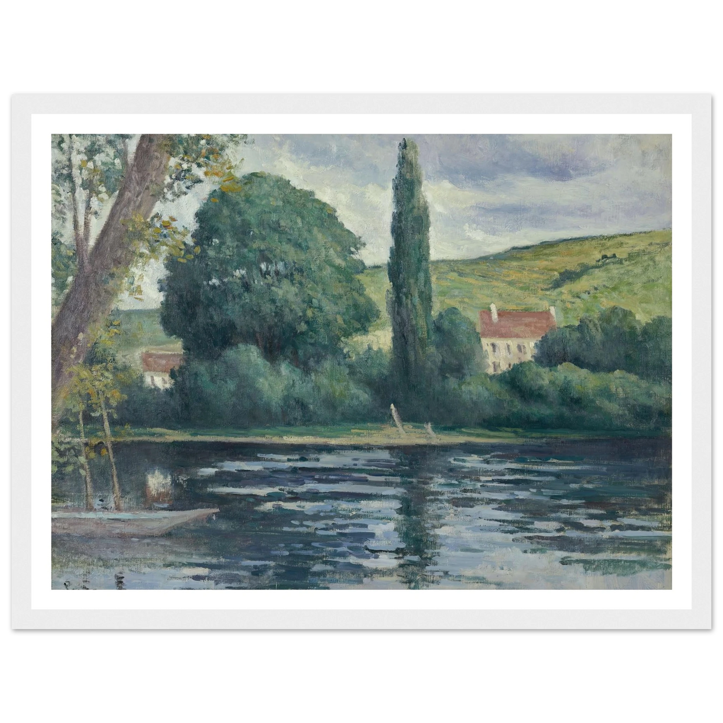 La Seine à Vernonnet (circa 1920) Art Print | Maximilien Luce - Framed Poster - 30x40 cm / 12x16″ - Black frame