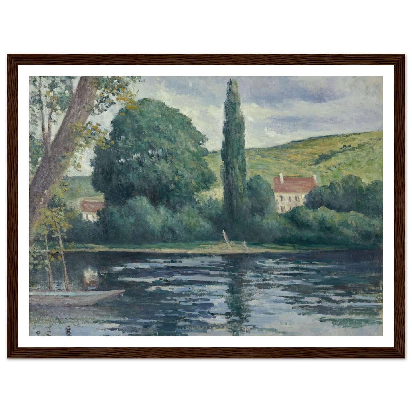 La Seine à Vernonnet (circa 1920) Art Print | Maximilien Luce - Framed Poster - 30x40 cm / 12x16″ - Black frame