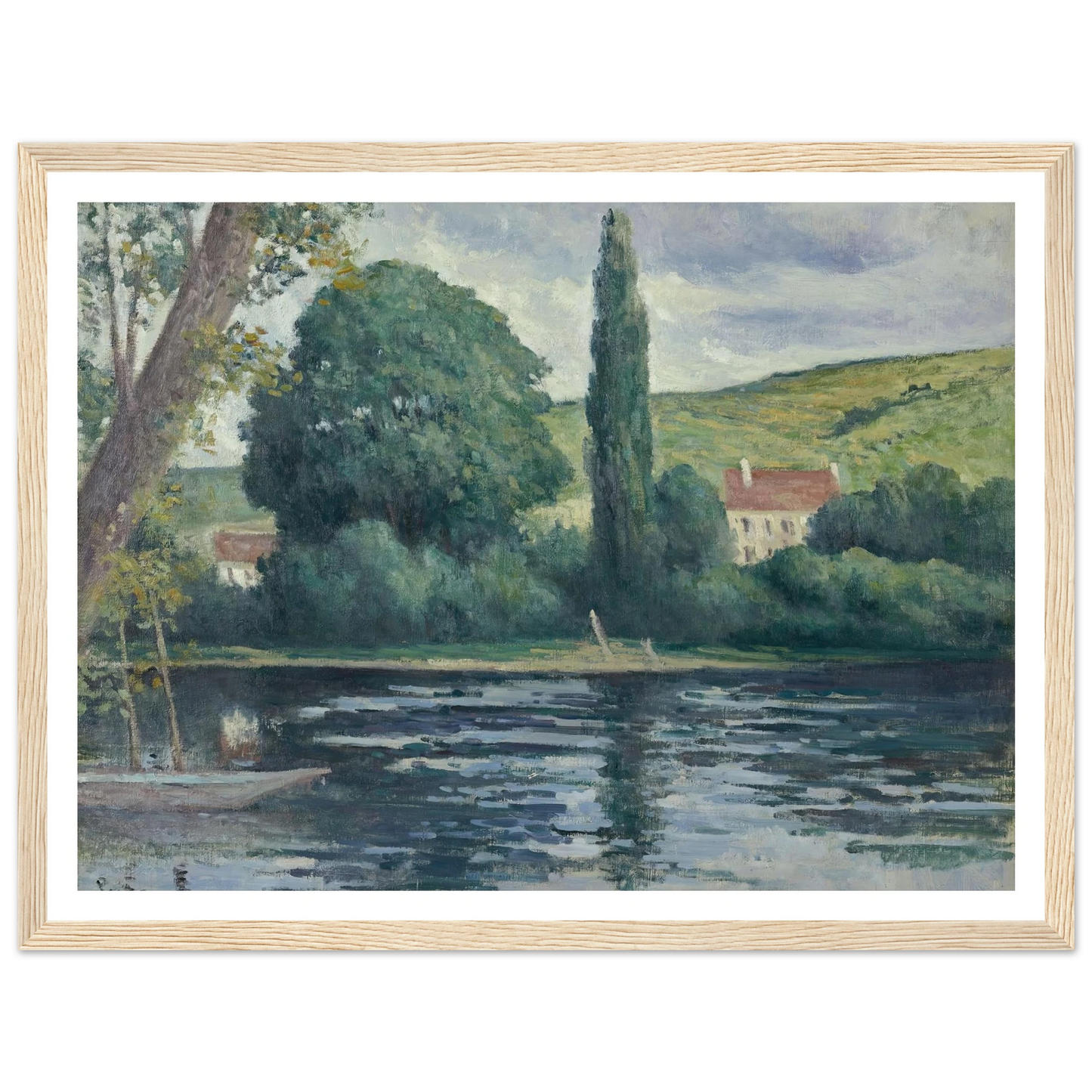 La Seine à Vernonnet (circa 1920) Art Print | Maximilien Luce - Framed Poster - 30x40 cm / 12x16″ - Black frame