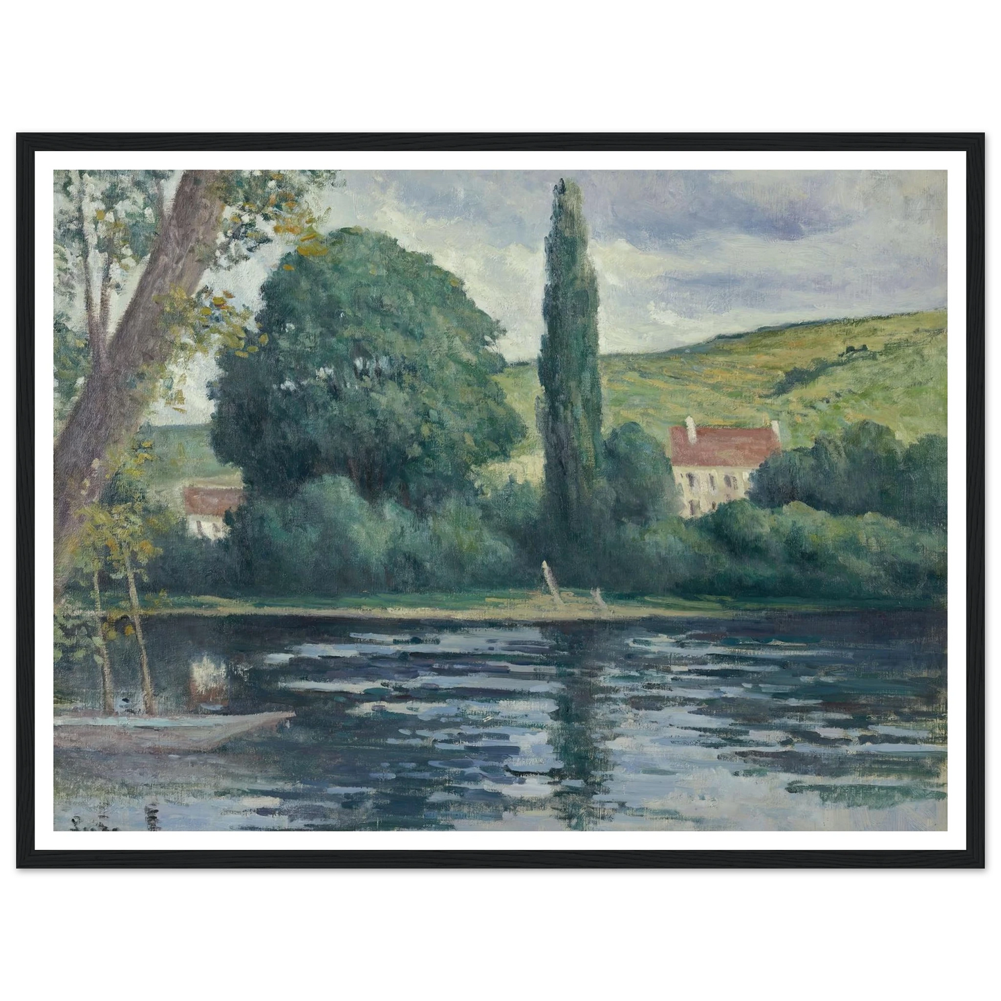 La Seine à Vernonnet (circa 1920) Art Print | Maximilien Luce - Framed Poster - 30x40 cm / 12x16″ - Black frame