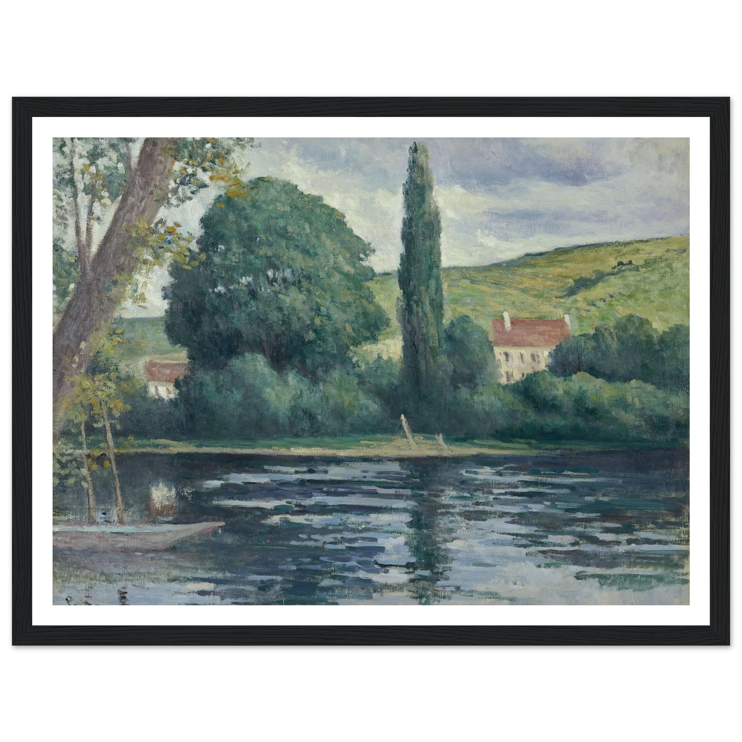 La Seine à Vernonnet (circa 1920) Art Print | Maximilien Luce - Framed Poster - 30x40 cm / 12x16″ - Black frame