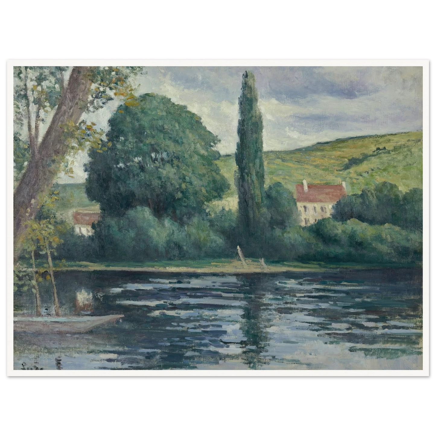 La Seine à Vernonnet (circa 1920) Art Print | Maximilien Luce - Framed Poster - 30x40 cm / 12x16″ - Black frame