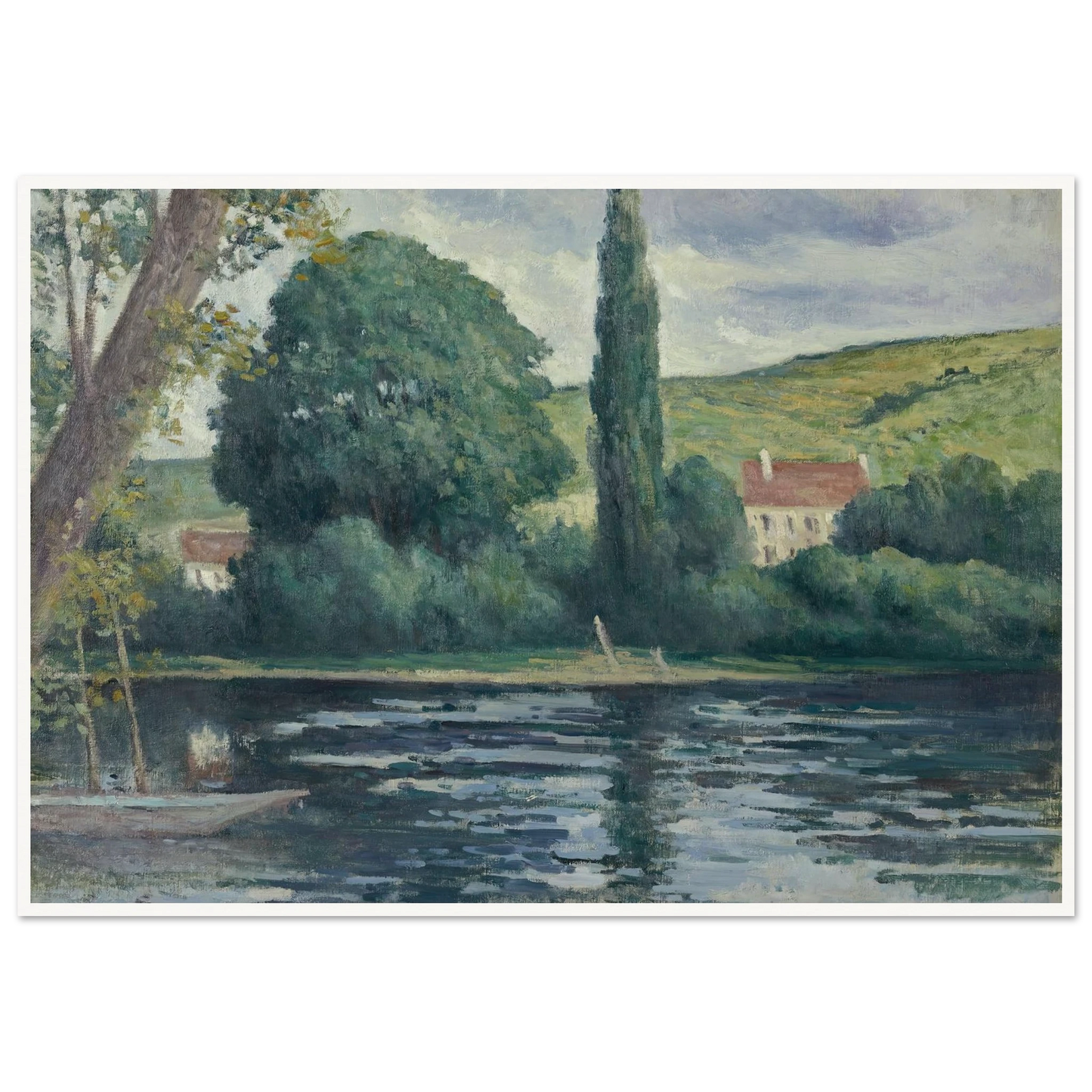 La Seine à Vernonnet (circa 1920) Art Print | Maximilien Luce - Framed Poster - 30x40 cm / 12x16″ - Black frame
