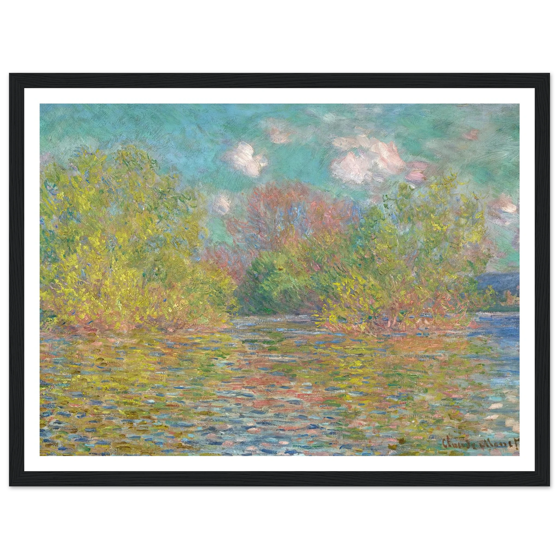 La Seine près de Giverny (1888) Art Print | Claude Monet - Framed Poster - 30x40 cm / 12x16″ - Black frame
