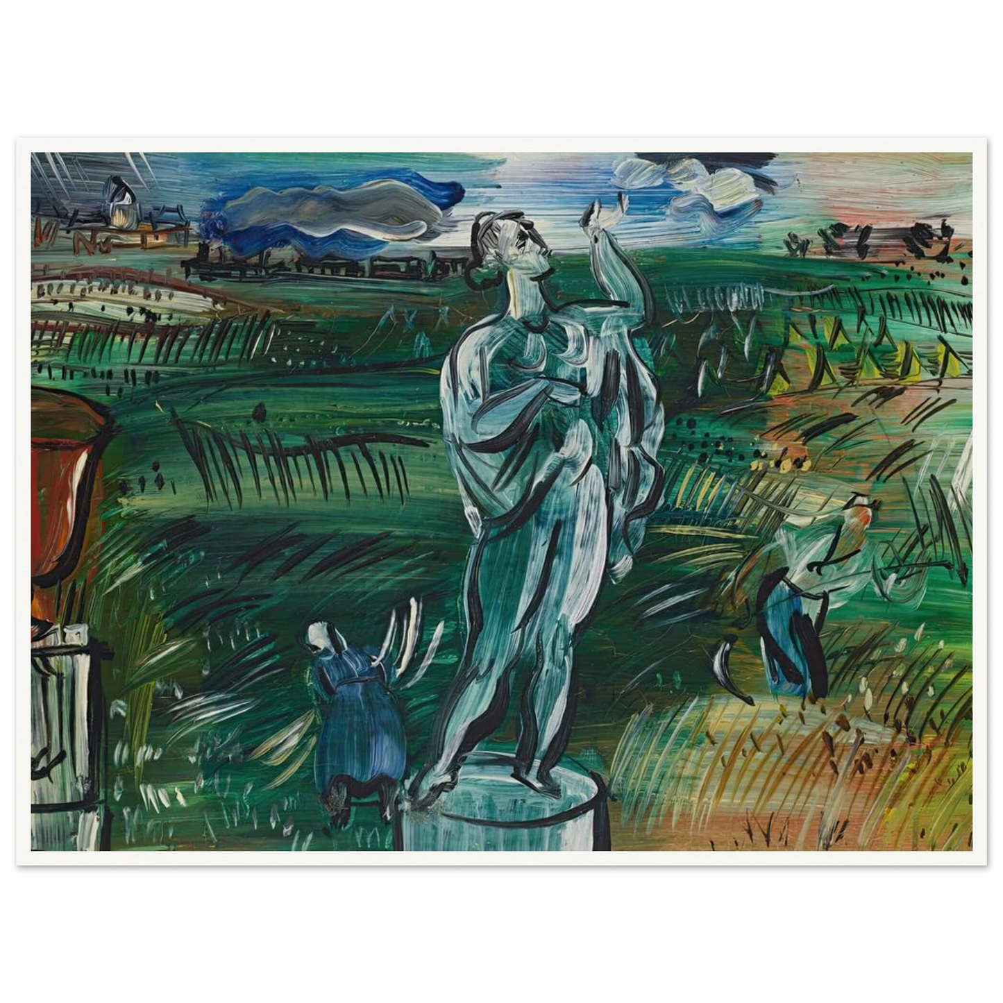 La Statue (circa 1942) Art Print | Raoul Dufy - Framed Poster - 30x40 cm / 12x16″ - Black frame