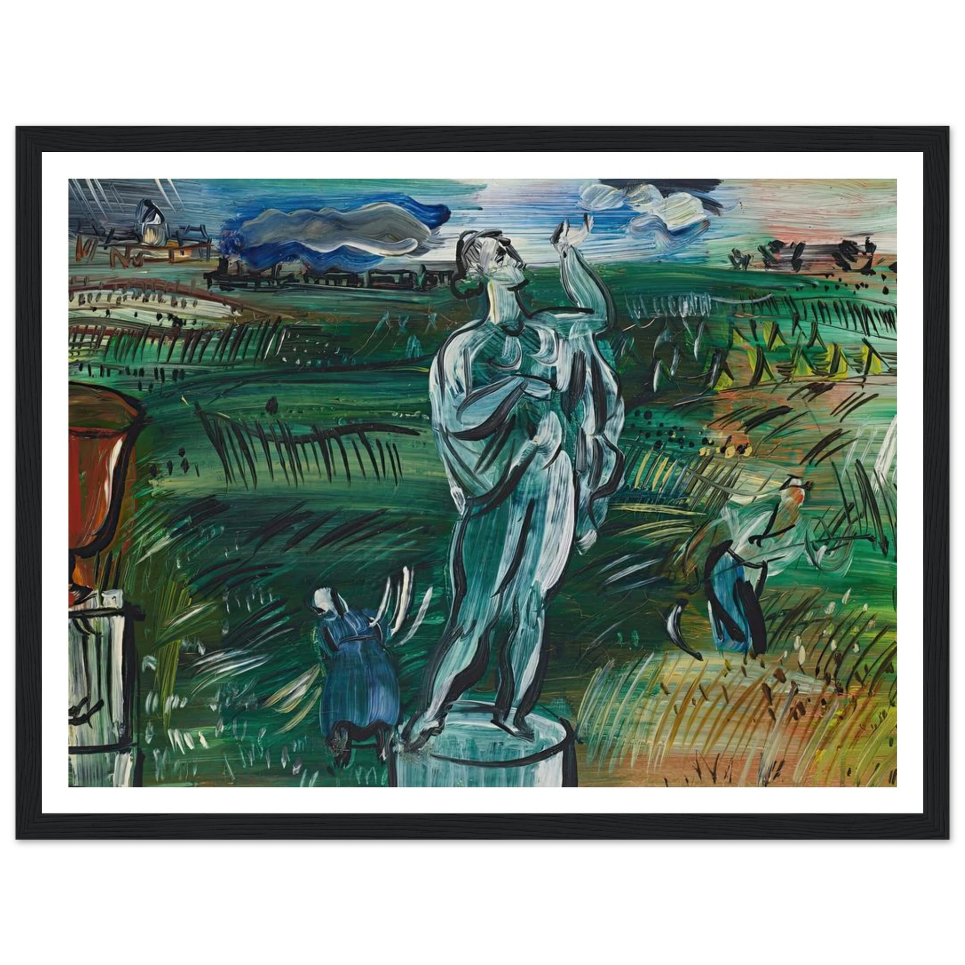 La Statue (circa 1942) Art Print | Raoul Dufy - Framed Poster - 30x40 cm / 12x16″ - Black frame