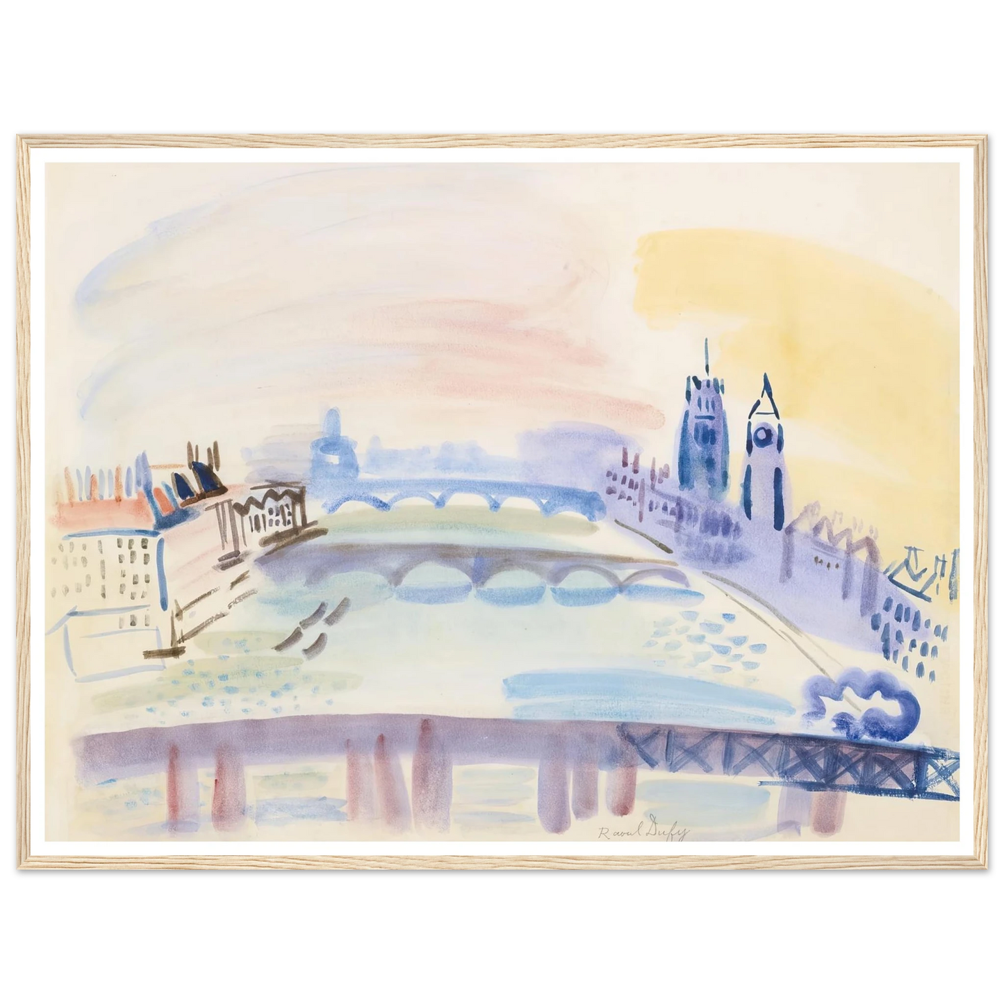 La Tamise, Londres (ca 1932) Art Print | Raoul Dufy - Framed Poster - 30x40 cm / 12x16″ - Black frame