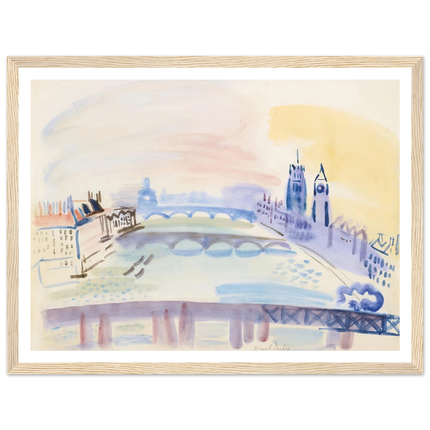 La Tamise, Londres (ca 1932) Art Print | Raoul Dufy - Framed Poster - 30x40 cm / 12x16″ - Black frame