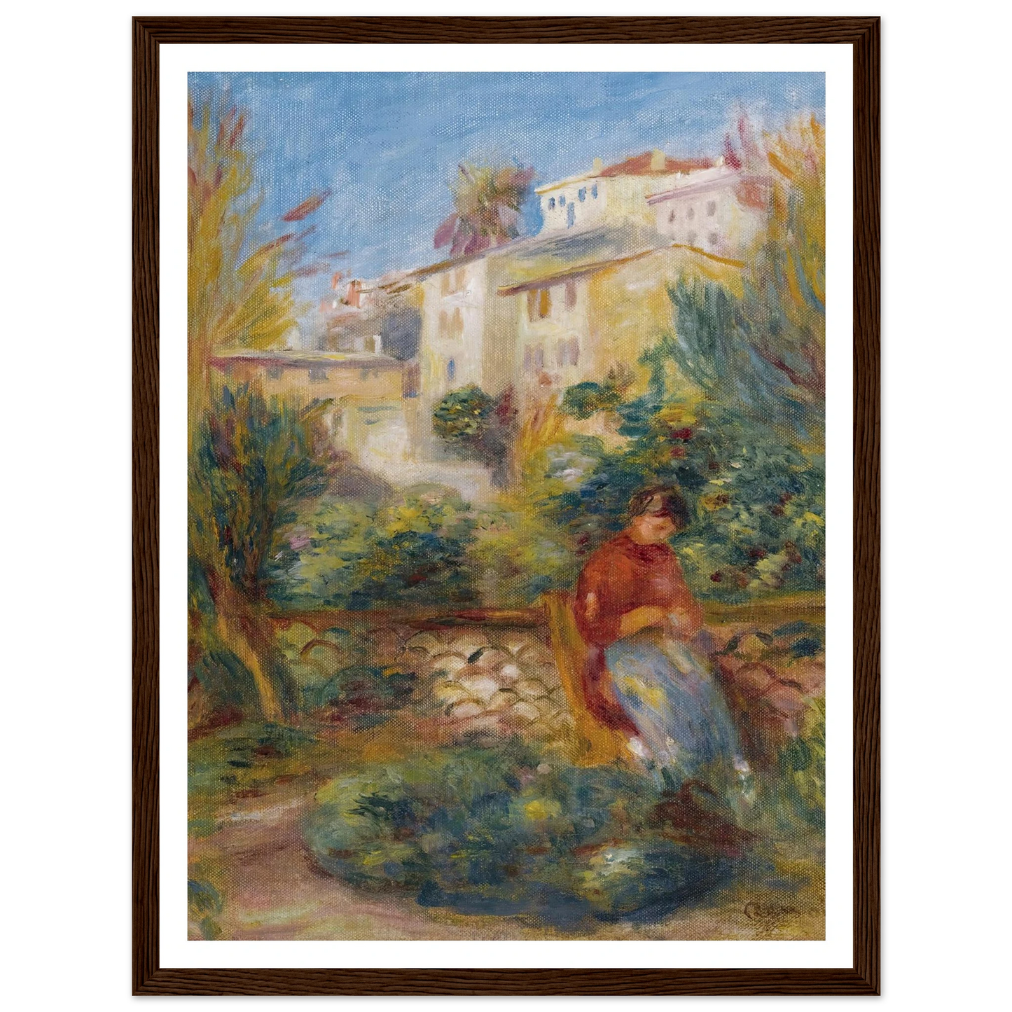 La Terrasse À Cagnes (circa 1908) Art Print | Pierre Auguste Renoir - Framed Poster - 30x40 cm / 12x16″ - Black frame