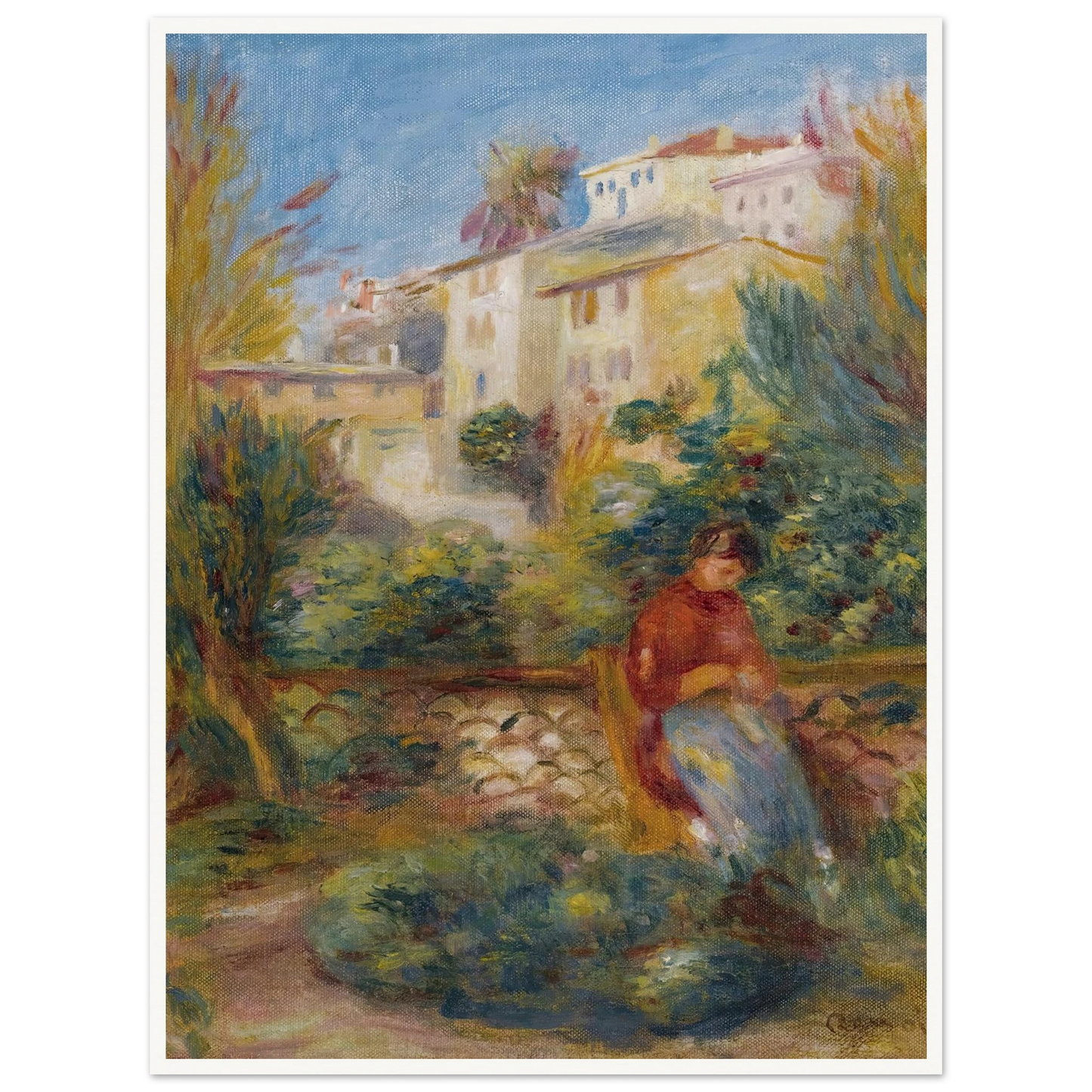 La Terrasse À Cagnes (circa 1908) Art Print | Pierre Auguste Renoir - Framed Poster - 30x40 cm / 12x16″ - Black frame