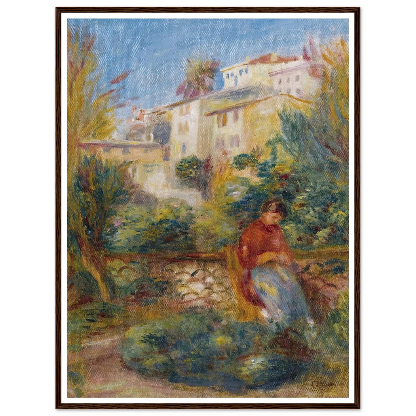 La Terrasse À Cagnes (circa 1908) Art Print | Pierre Auguste Renoir - Framed Poster - 30x40 cm / 12x16″ - Black frame