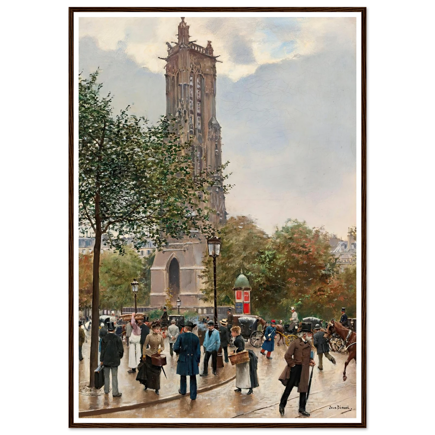 La Tour Saint Jacques Art Print | Jean Beraud - Framed Poster - 30x40 cm / 12x16″ - Black frame