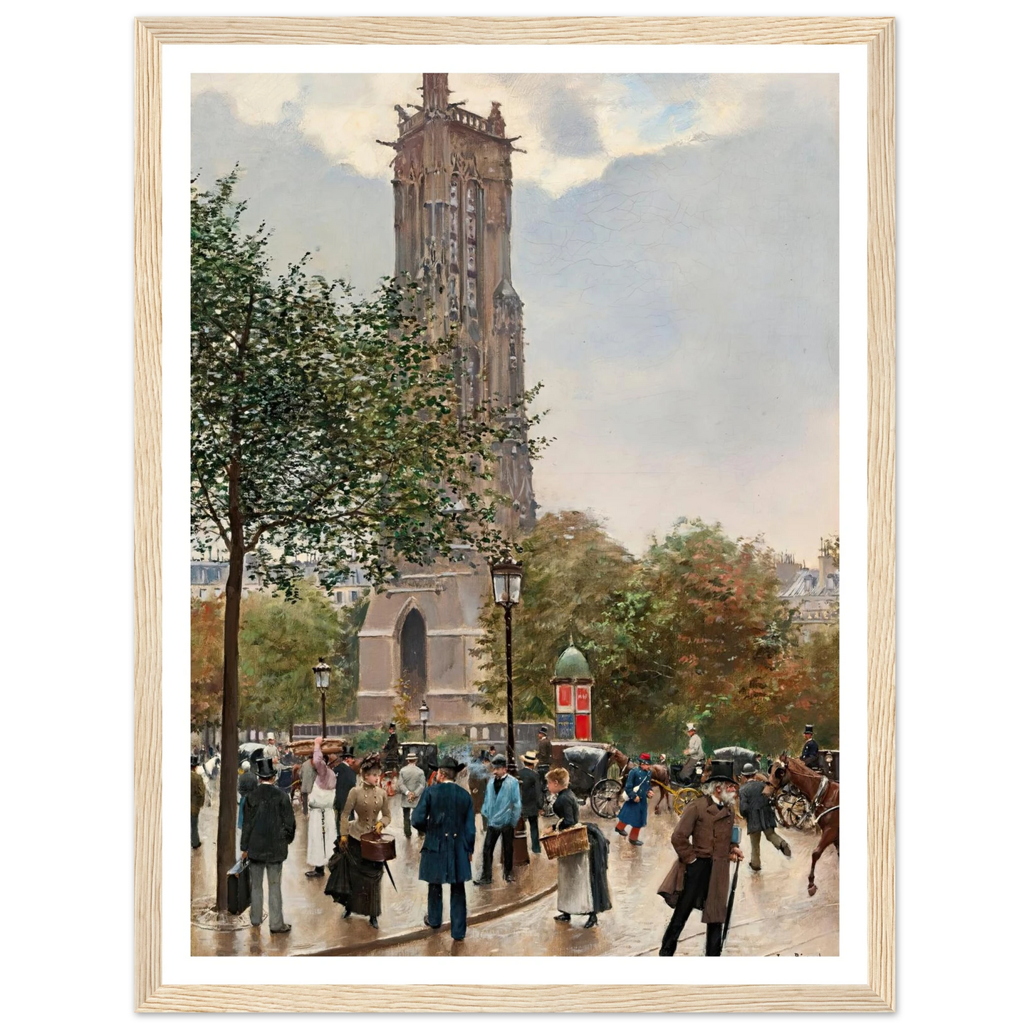 La Tour Saint Jacques Art Print | Jean Beraud - Framed Poster - 30x40 cm / 12x16″ - Black frame