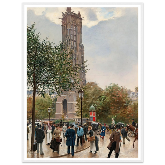 La Tour Saint Jacques Art Print | Jean Beraud - Framed Poster - 30x40 cm / 12x16″ - Black frame