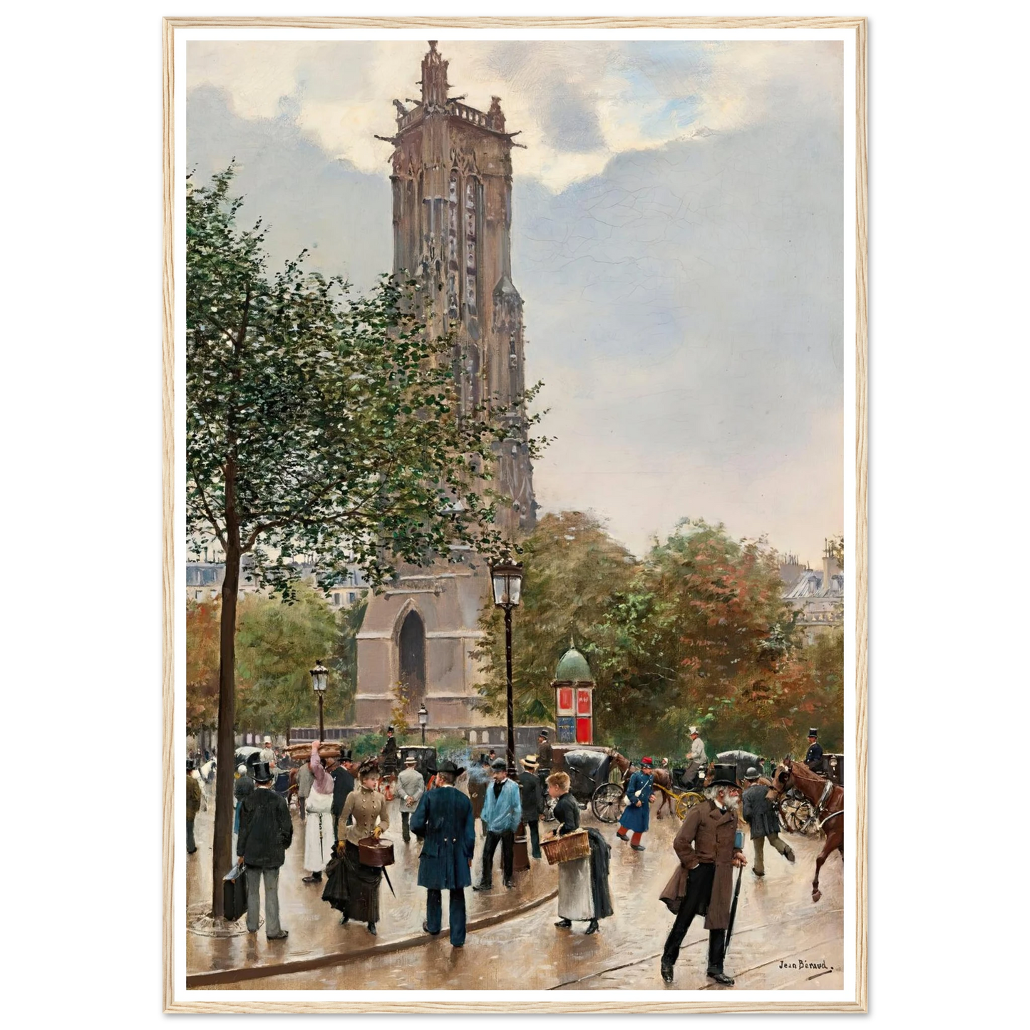 La Tour Saint Jacques Art Print | Jean Beraud - Framed Poster - 30x40 cm / 12x16″ - Black frame