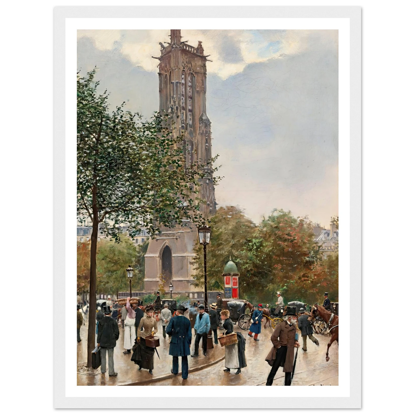 La Tour Saint Jacques Art Print | Jean Beraud - Framed Poster - 30x40 cm / 12x16″ - Black frame