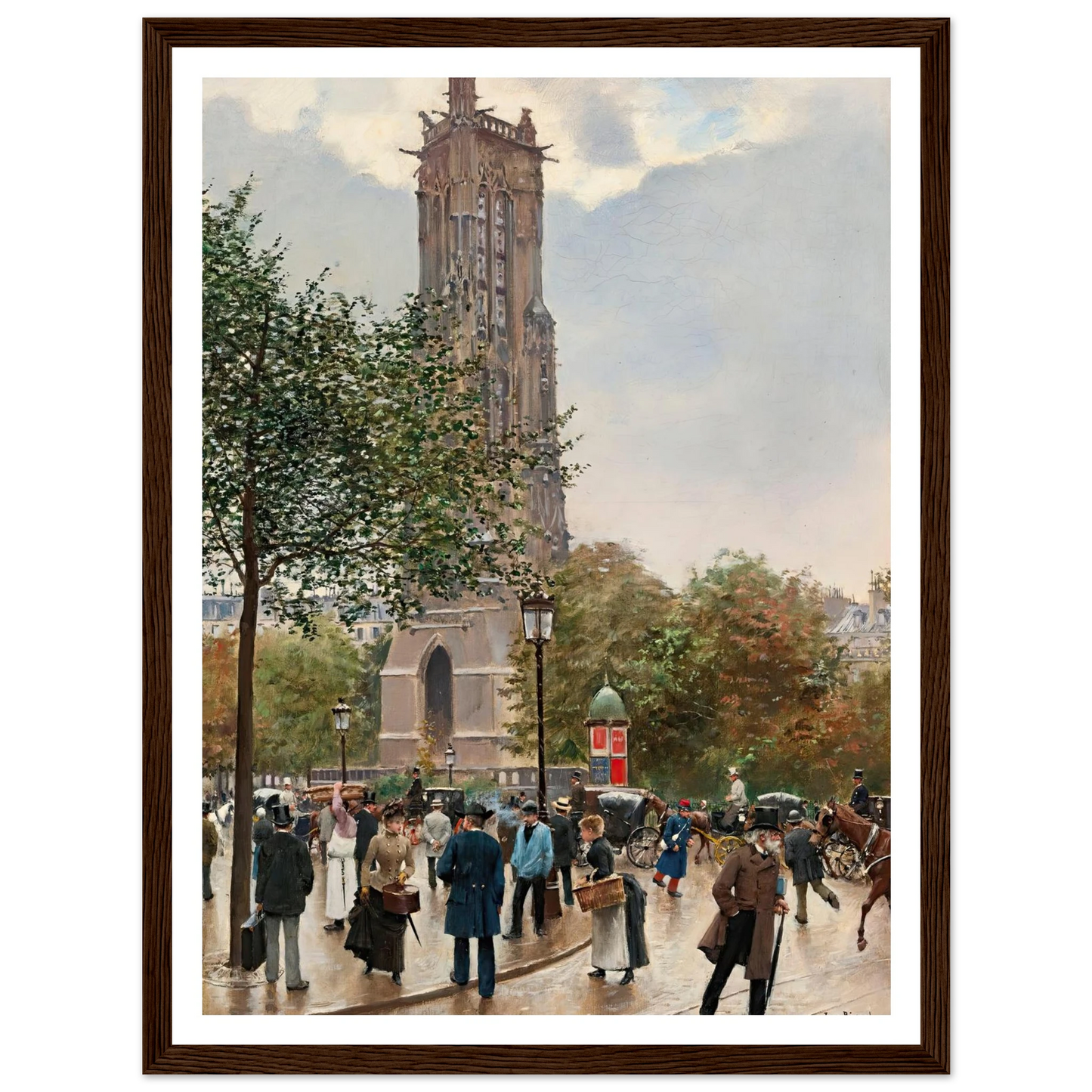 La Tour Saint Jacques Art Print | Jean Beraud - Framed Poster - 30x40 cm / 12x16″ - Black frame