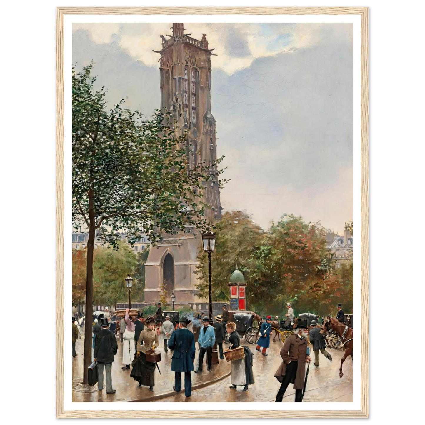 La Tour Saint Jacques Art Print | Jean Beraud - Framed Poster - 30x40 cm / 12x16″ - Black frame