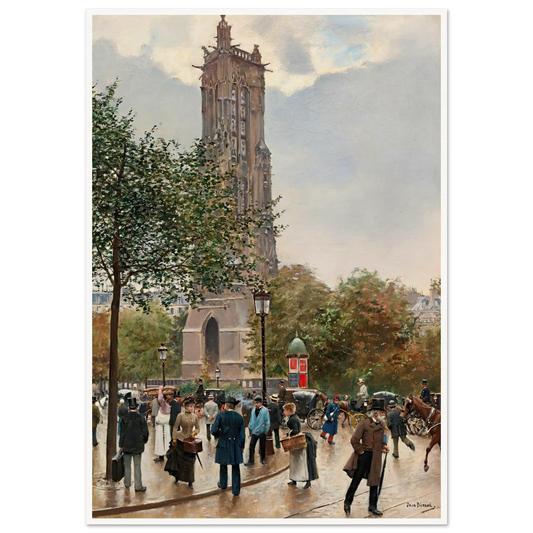 La Tour Saint Jacques Art Print | Jean Beraud - Framed Poster - 30x40 cm / 12x16″ - Black frame