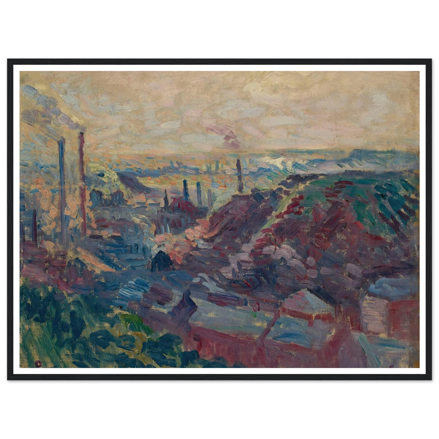 La Vallée Industrielle de la Sambre (1898-99) Art Print | Maximilien Luce - Framed Poster - 30x40 cm / 12x16″ - Black frame