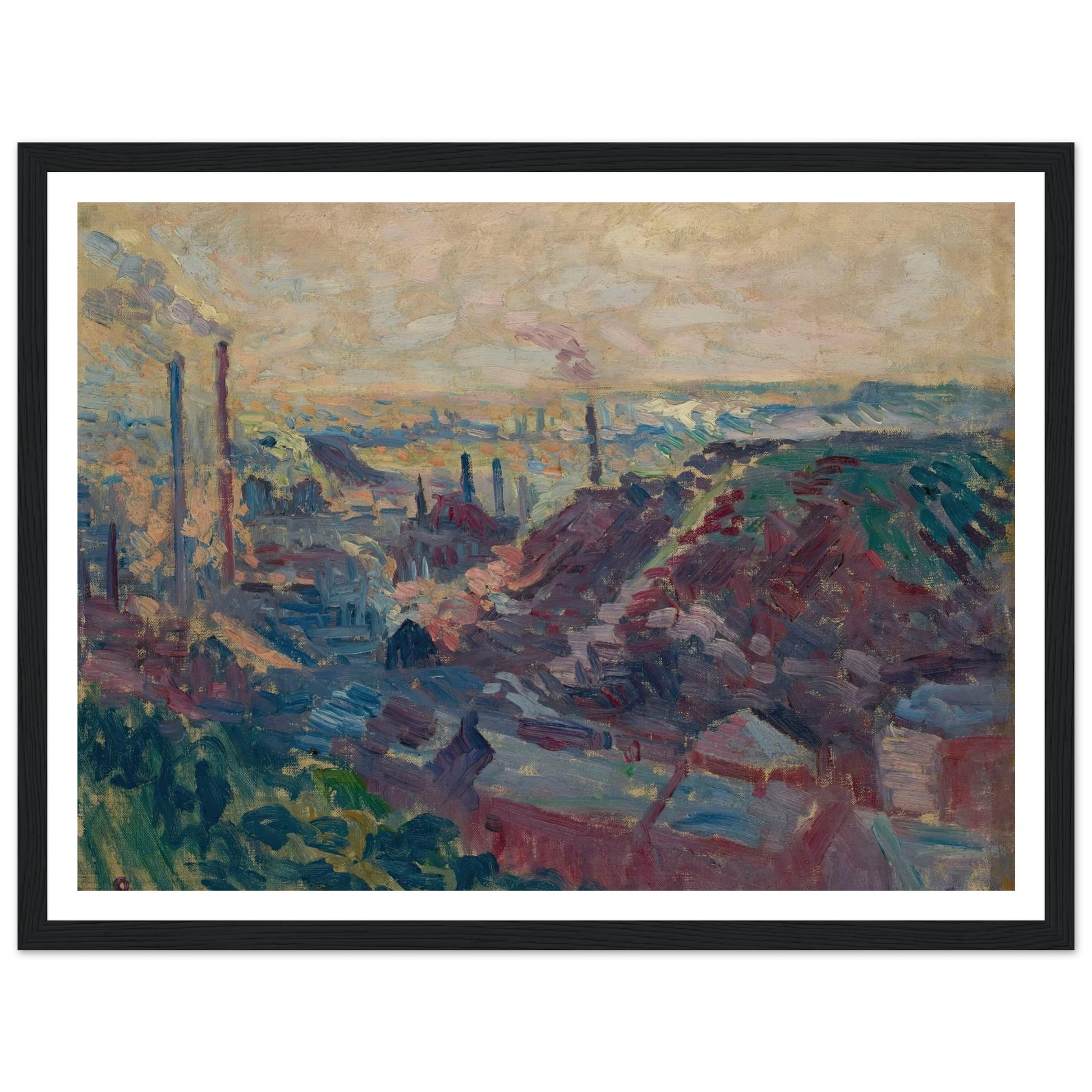 La Vallée Industrielle de la Sambre (1898-99) Art Print | Maximilien Luce - Framed Poster - 30x40 cm / 12x16″ - Black frame