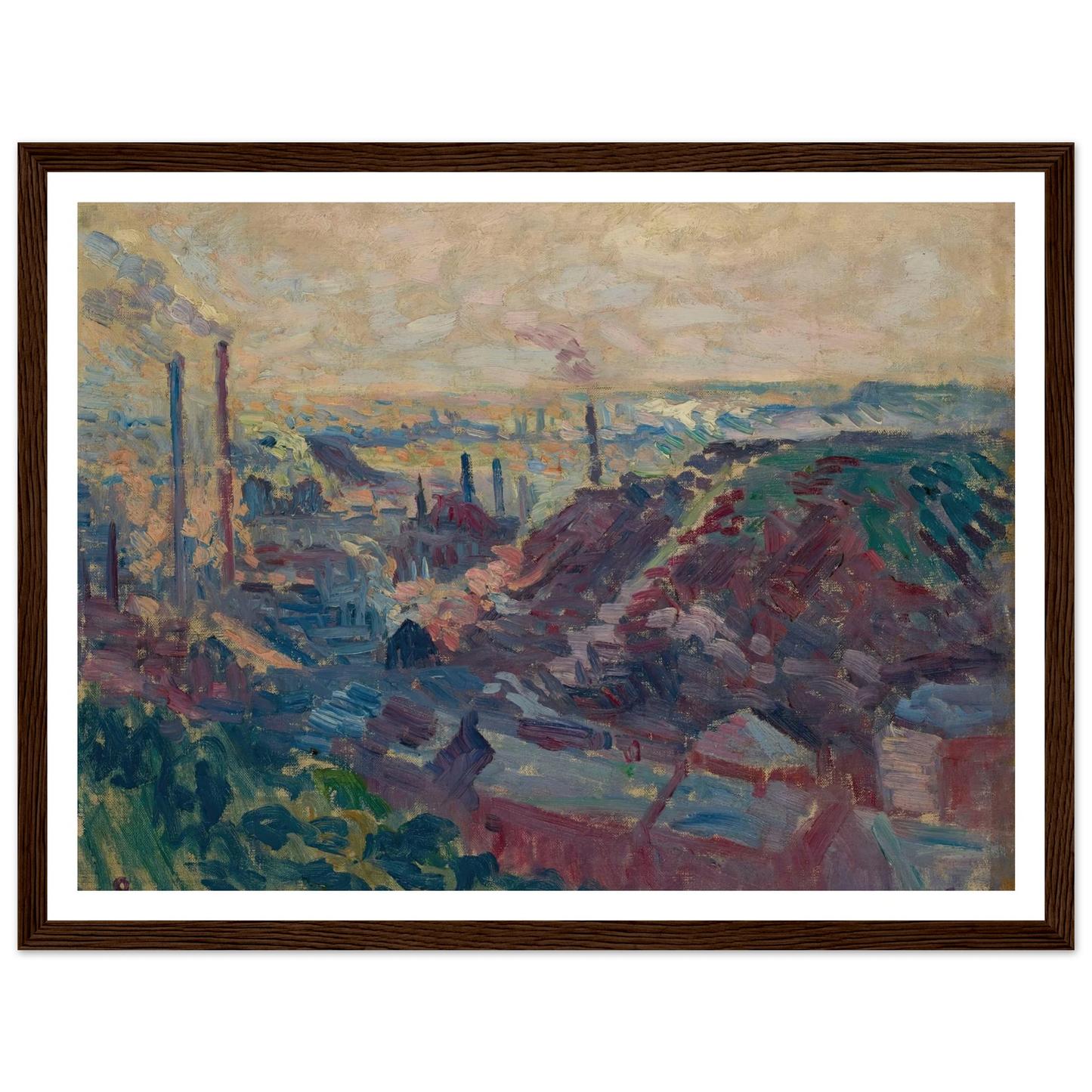 La Vallée Industrielle de la Sambre (1898-99) Art Print | Maximilien Luce - Framed Poster - 30x40 cm / 12x16″ - Black frame