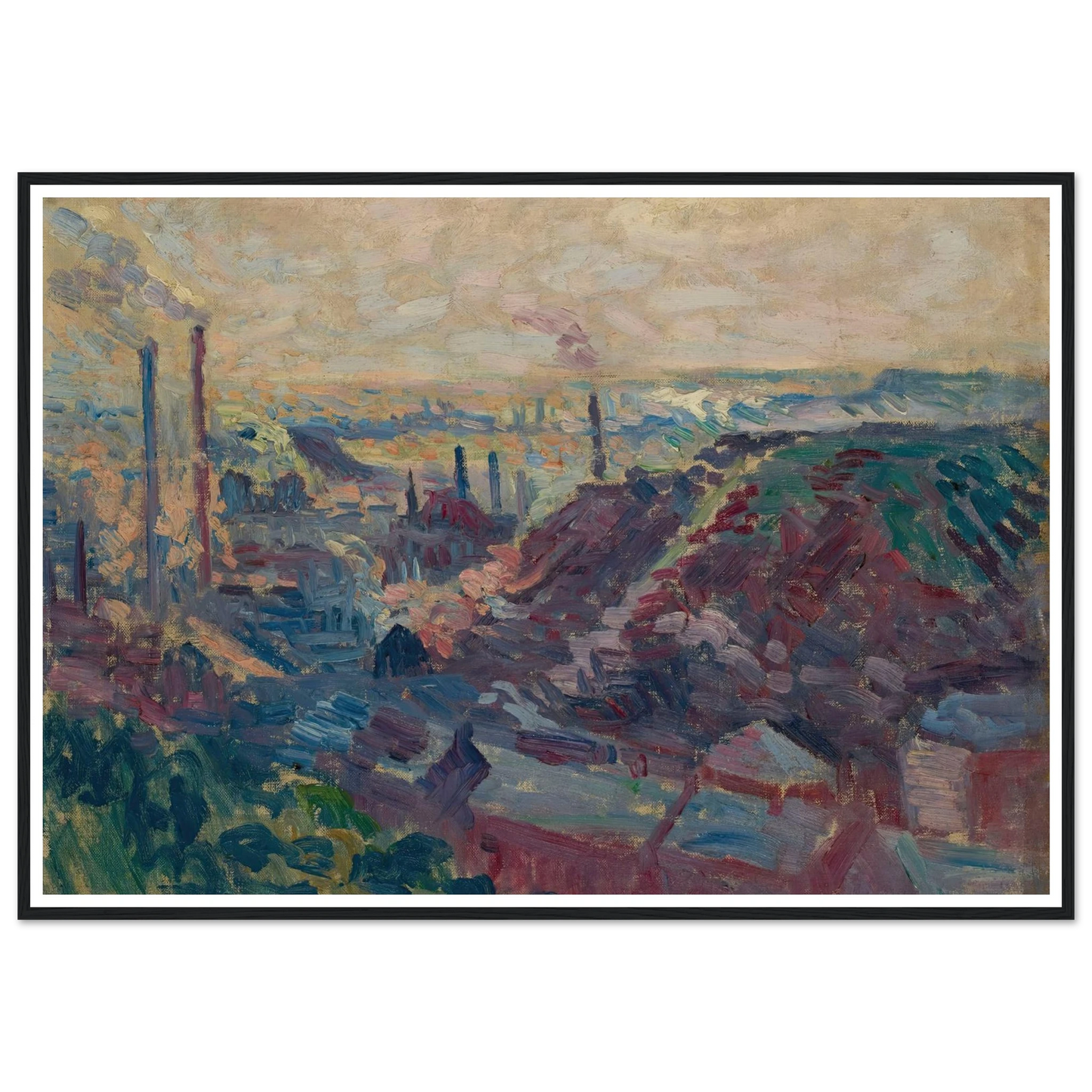 La Vallée Industrielle de la Sambre (1898-99) Art Print | Maximilien Luce - Framed Poster - 30x40 cm / 12x16″ - Black frame