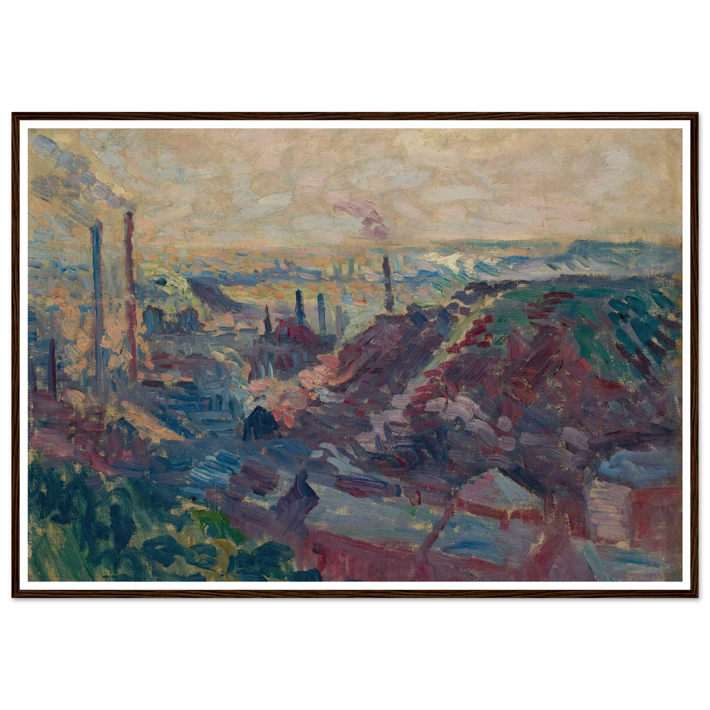 La Vallée Industrielle de la Sambre (1898-99) Art Print | Maximilien Luce - Framed Poster - 30x40 cm / 12x16″ - Black frame