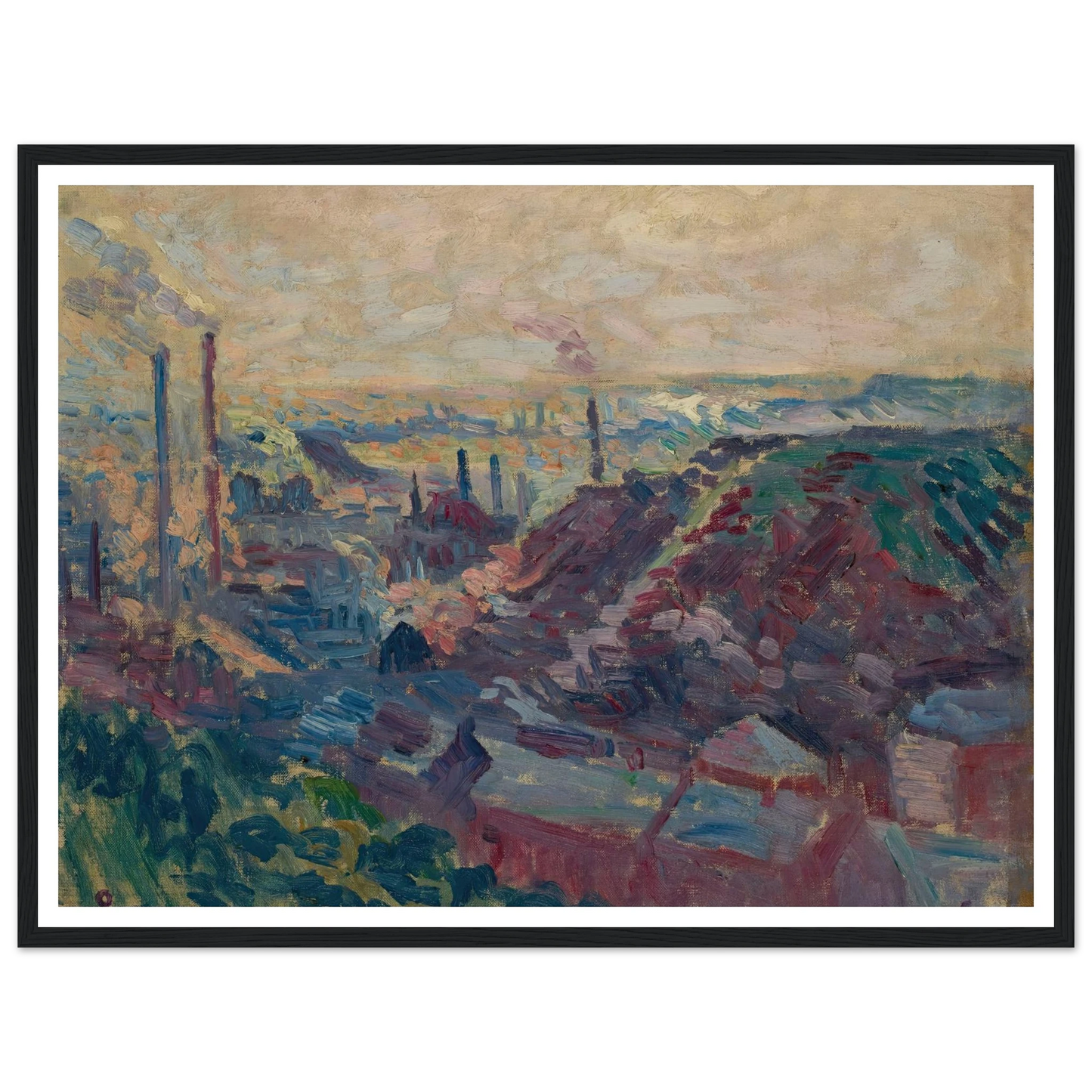 La Vallée Industrielle de la Sambre (1898-99) Art Print | Maximilien Luce - Framed Poster - 30x40 cm / 12x16″ - Black frame