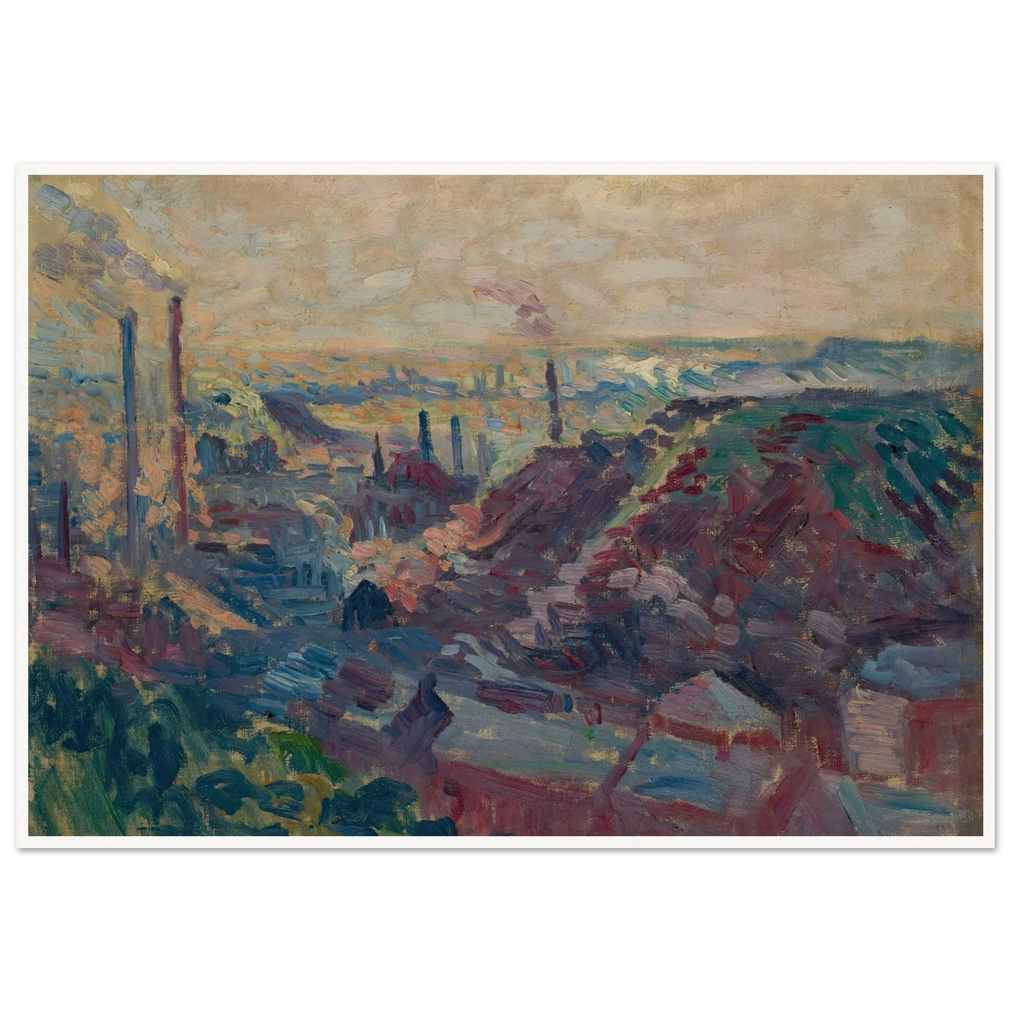 La Vallée Industrielle de la Sambre (1898-99) Art Print | Maximilien Luce - Framed Poster - 30x40 cm / 12x16″ - Black frame
