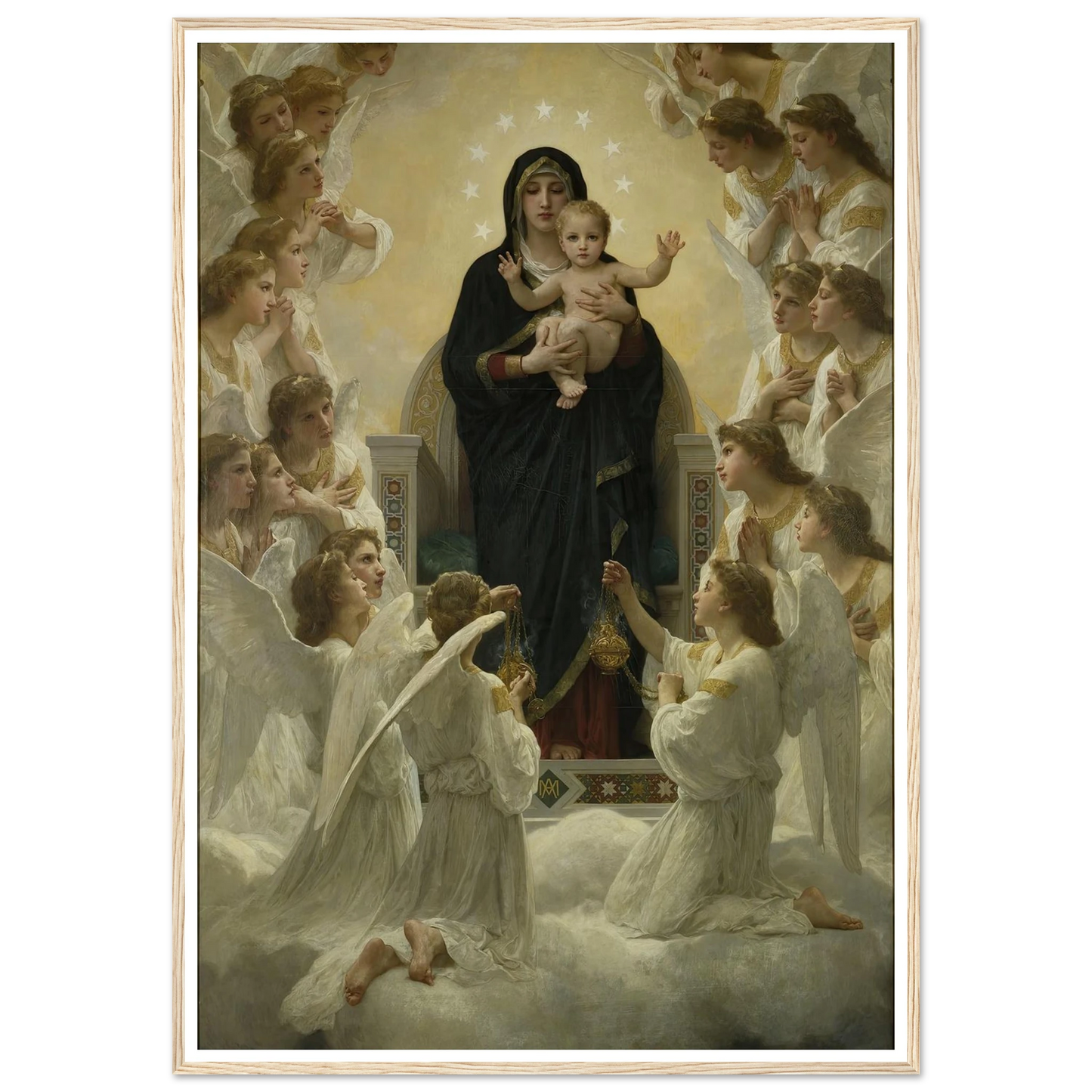 La Vierge aux anges (1900) Art Print | William Bouguereau - Framed Poster - 30x40 cm / 12x16″ - Black frame