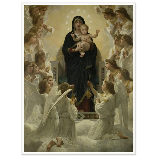 La Vierge aux anges (1900) Art Print | William Bouguereau - Framed Poster - 30x40 cm / 12x16″ - Black frame
