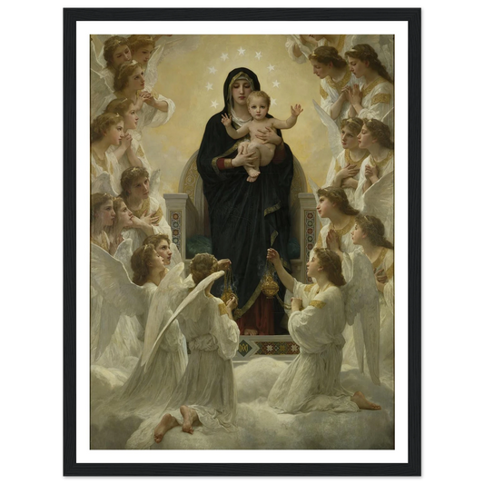 La Vierge aux anges (1900) Art Print | William Bouguereau - Framed Poster - 30x40 cm / 12x16″ - Black frame