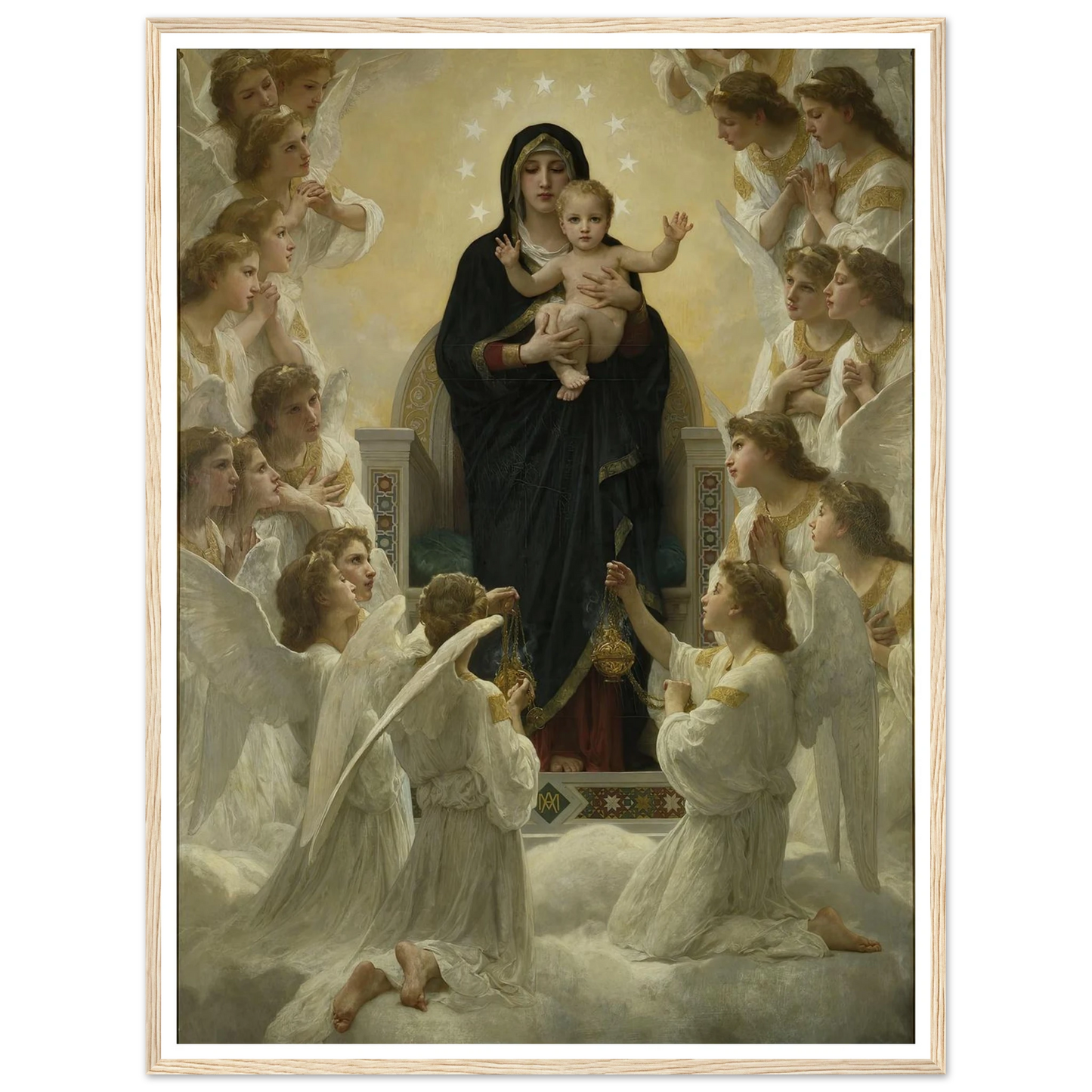 La Vierge aux anges (1900) Art Print | William Bouguereau - Framed Poster - 30x40 cm / 12x16″ - Black frame