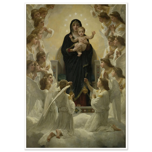 La Vierge aux anges (1900) Art Print | William Bouguereau - Framed Poster - 30x40 cm / 12x16″ - Black frame