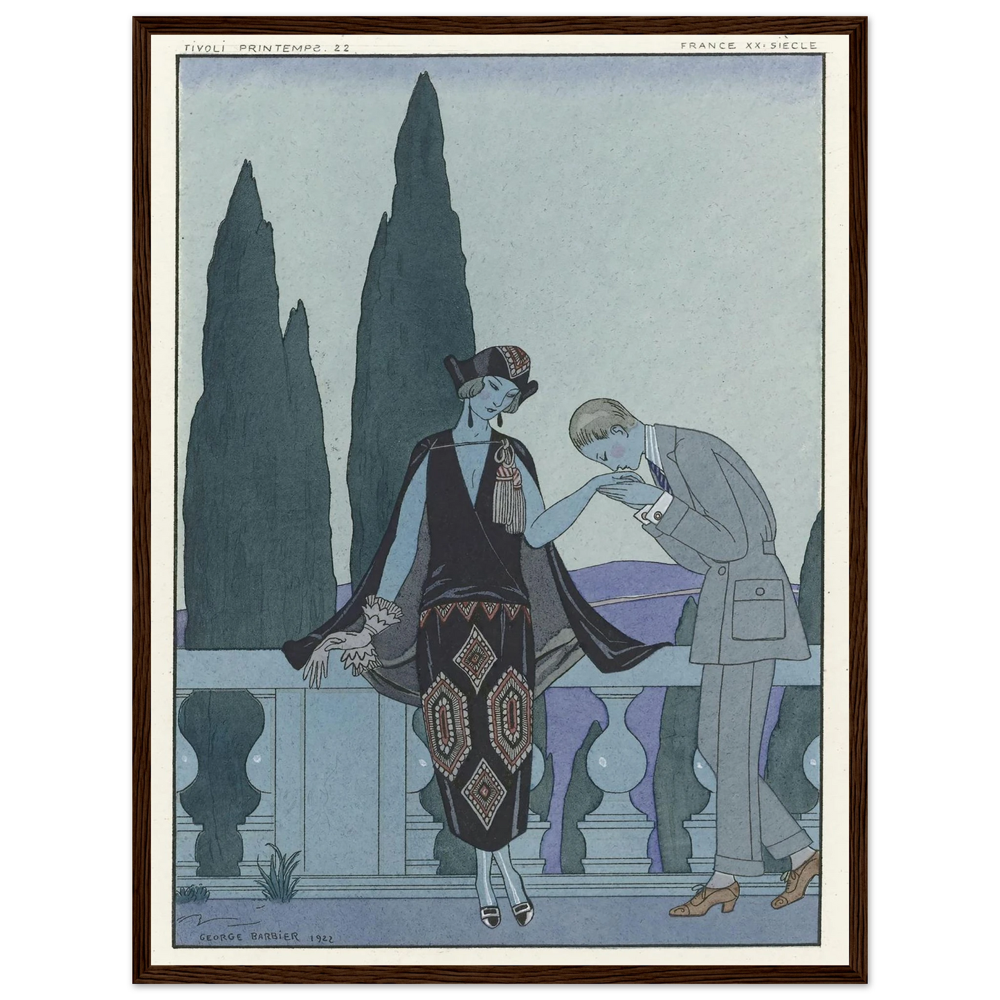 La Villa d’Este ; France XXe siècle (1923) Art Print | George Barbier - Framed Poster - 30x40 cm / 12x16″ - Black frame