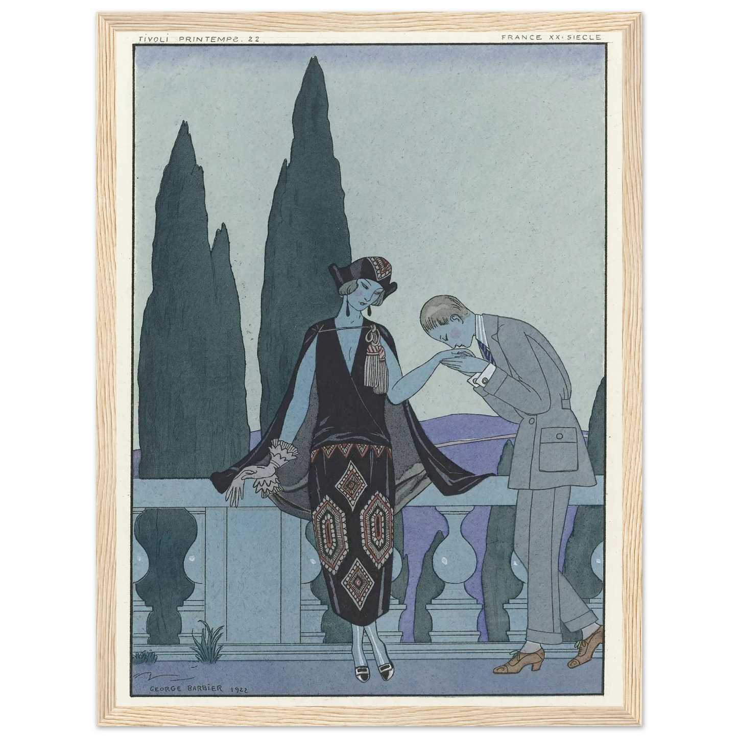 La Villa d’Este ; France XXe siècle (1923) Art Print | George Barbier - Framed Poster - 30x40 cm / 12x16″ - Black frame
