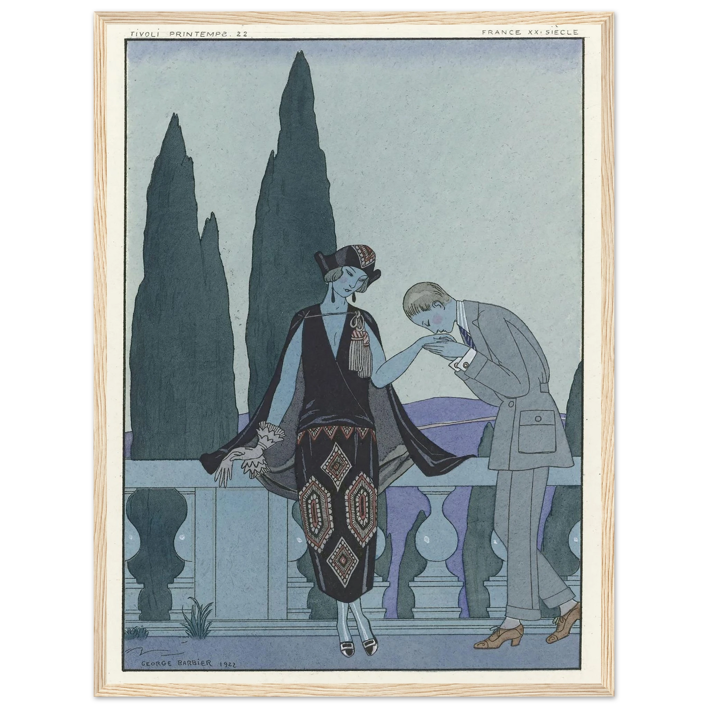 La Villa d’Este ; France XXe siècle (1923) Art Print | George Barbier - Framed Poster - 30x40 cm / 12x16″ - Black frame