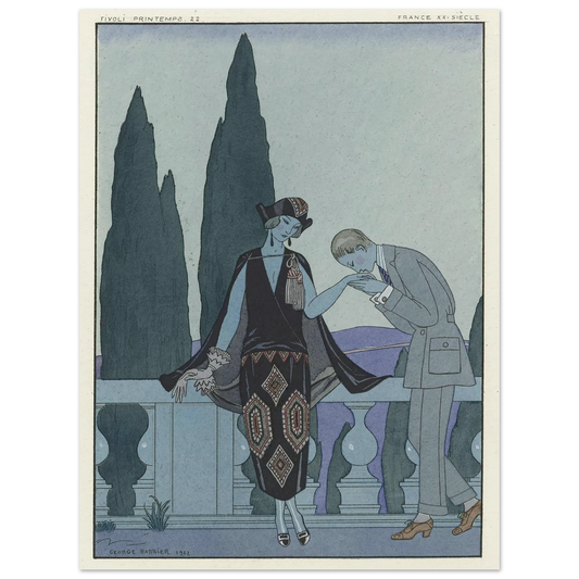 La Villa d’Este ; France XXe siècle (1923) Art Print | George Barbier - Framed Poster - 30x40 cm / 12x16″ - Black frame
