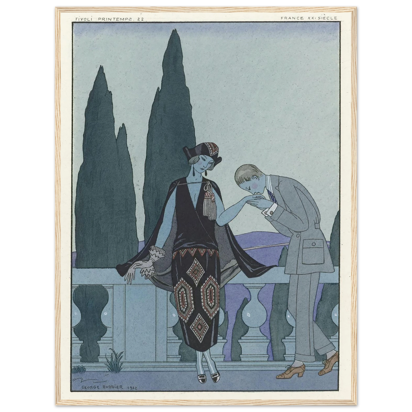 La Villa d’Este ; France XXe siècle (1923) Art Print | George Barbier - Framed Poster - 30x40 cm / 12x16″ - Black frame